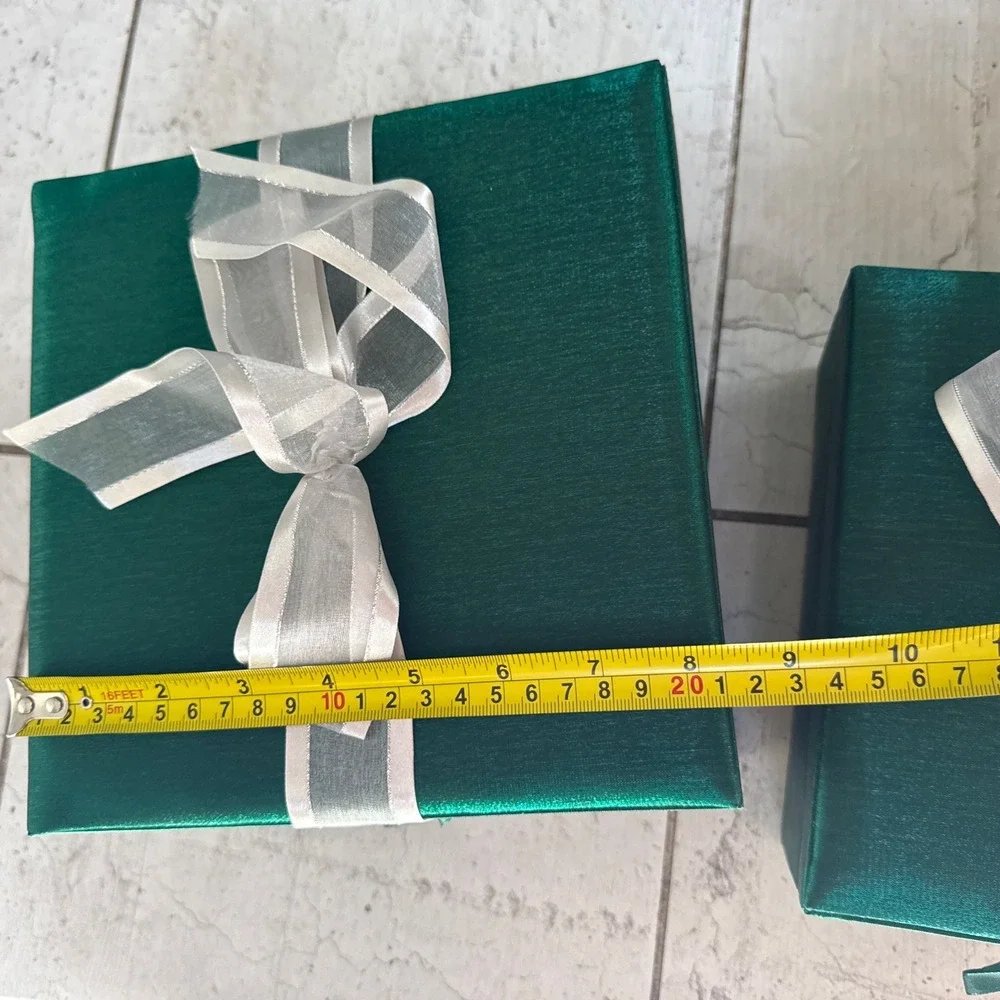 Vintage Marshall Field's Genuine Green SilkSatin GiftBoxes Med&Small (set of 2)